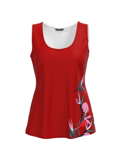 Top casual rosu imprimat cu model Floral CMD3688