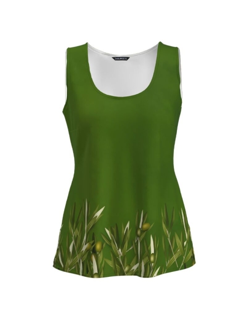 Top casual verde imprimat cu model Ramuri de maslin CMD2577 - Img 1