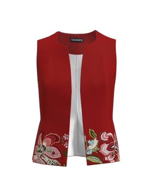 Vesta rosie caramizie imprimata cu model floral CMD1932