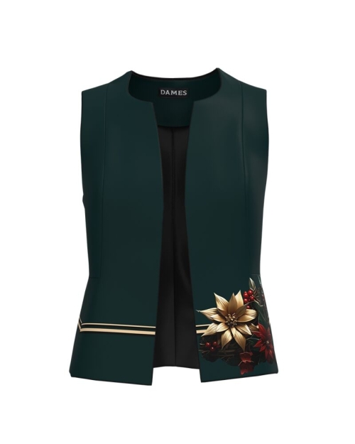 Vesta verde imprimata cu model floral CMD5010