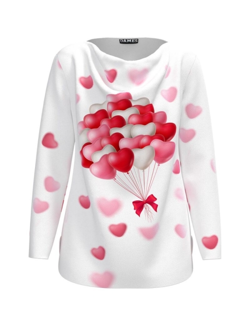 Bluza alba din catifea cu imprimeu baloane CMD1856