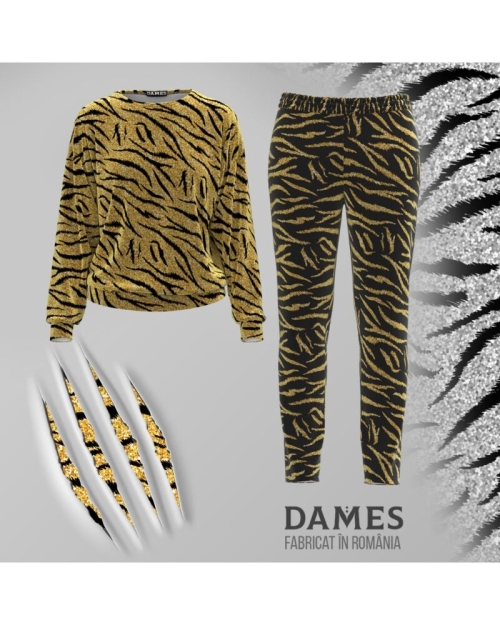 Bluza animal print tip hanorac din catifea CMD1381 - Img 2