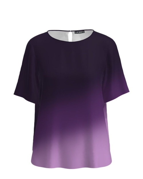 Bluza cu maneca scurta imprimata in nuante de mov CMD4551 - Img 1
