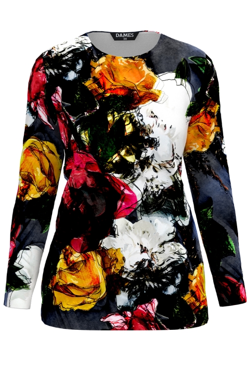 Bluza din catifea cu imprimeu multicolor