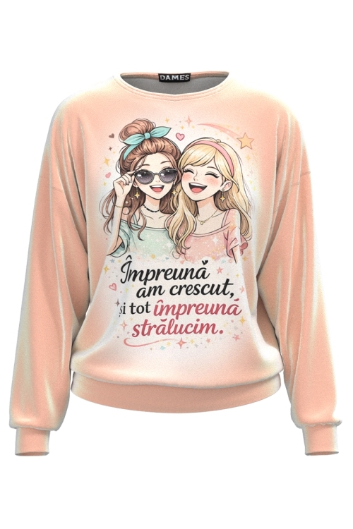Bluza din catifea cu mesaj pentru Sora