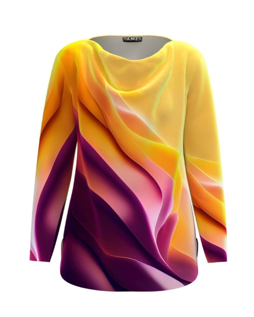 Bluza galbena din catifea cu imprimeu abstract CMD4192