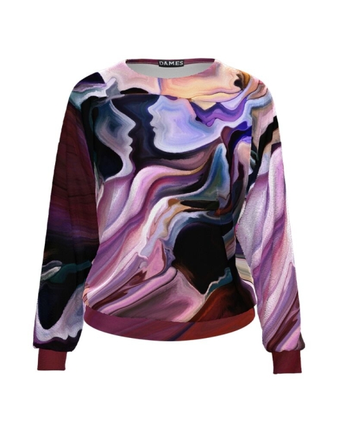 Bluza in nuante de mov tip hanorac din catifea cu imprimeu Love CMD1942