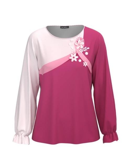 Bluza in nuante de roz cu maneca lunga imprimata Simbol CMD1805