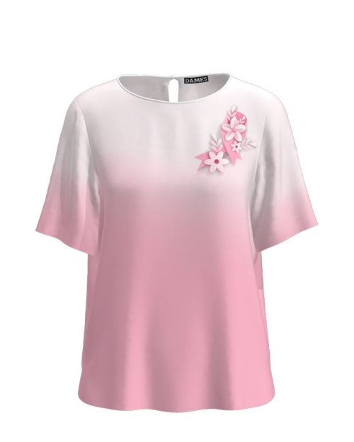 Bluza in nuante de roz cu maneca scurta imprimata Simbol CMD4057