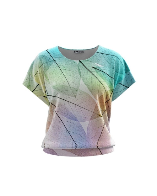 Bluza multicolora din catifea cu maneca scurta CMD647 - Img 1