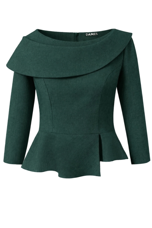 Bluza verde asimetrica din stofa fina Valeria