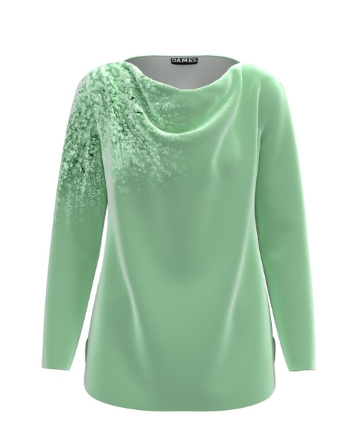 Bluza vernil din catifea cu imprimeu picaturi de roua CMD4936