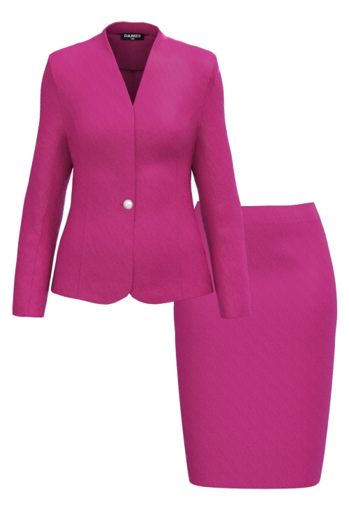 Costum dama din stofa fucsia