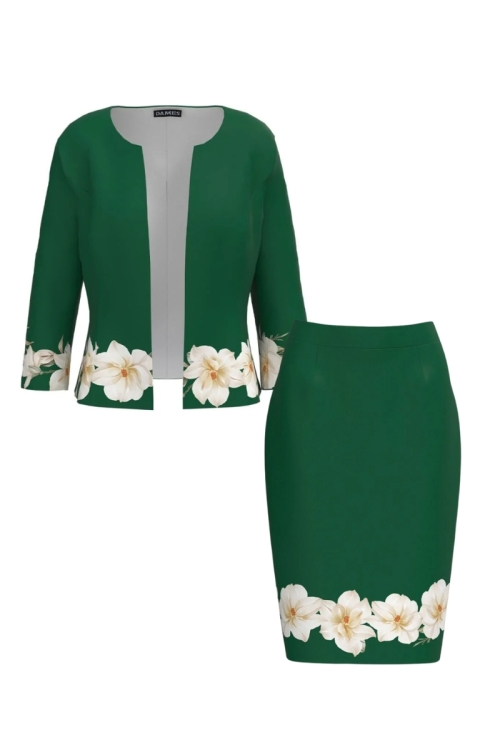 Costum dama verde imprimat floral