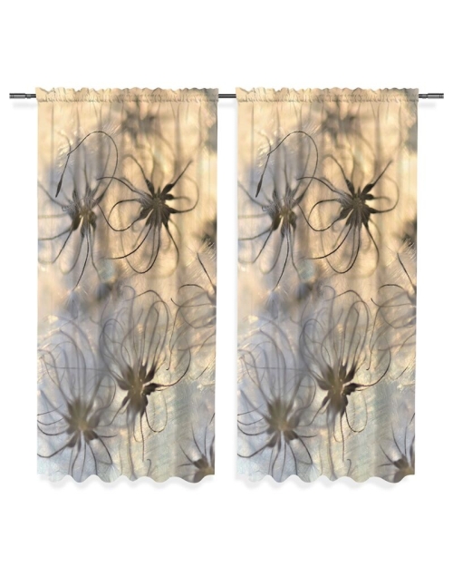 Draperie bej din satin imprimata cu model floral macro CMD1882 - Img 2