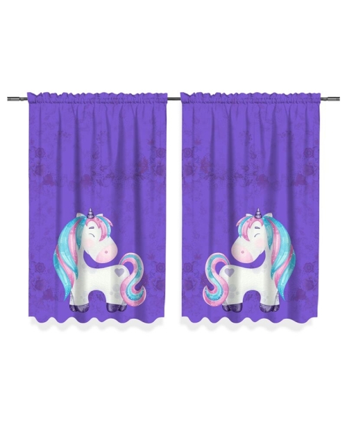 Draperie camera copii violet din satin imprimata cu model Unicorn CMD2004 - Img 2