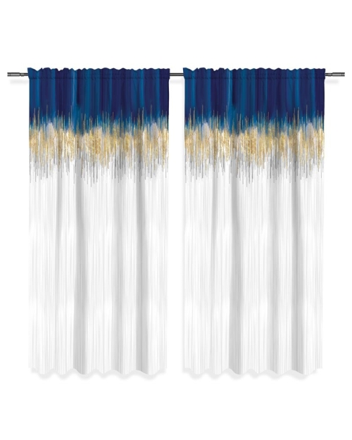Draperie din satin imprimata cu model albastru CMD1892 - Img 2