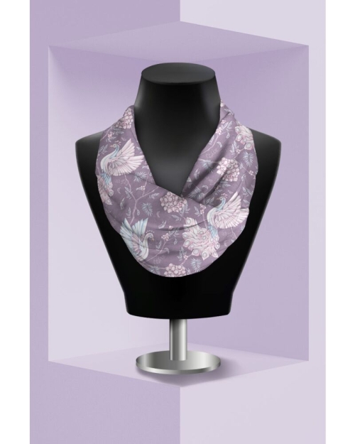 Esarfa circulara din catifea imprimata cu model floral CMD1648