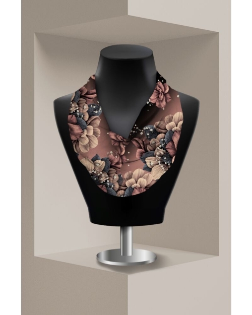 Esarfa circulara din catifea imprimata cu model Floral CMD3320 - Img 1