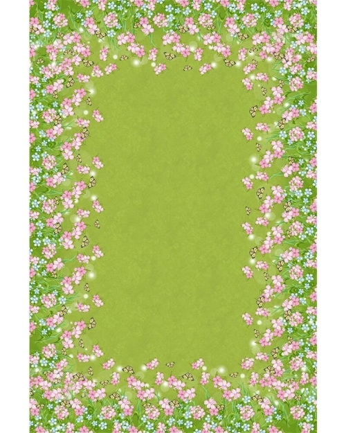 Fata de masa verde din satin imprimat cu model floral CMD2511 - Img 3