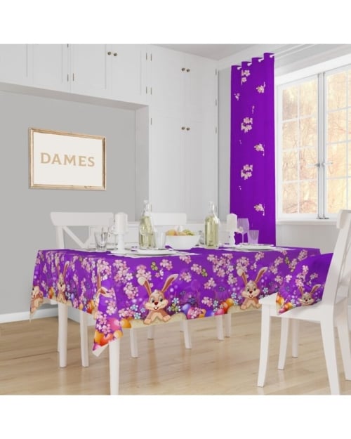 Fata masa de Paste violet din satin imprimat CMD2516 - Img 1