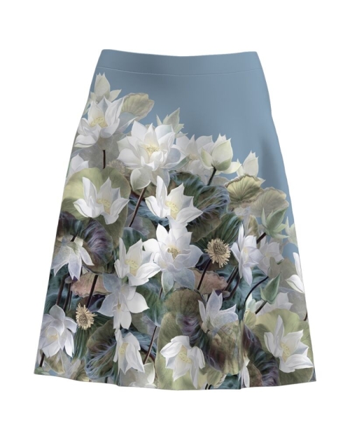 Fusta clos bleu imprimata cu model floral CMD2578