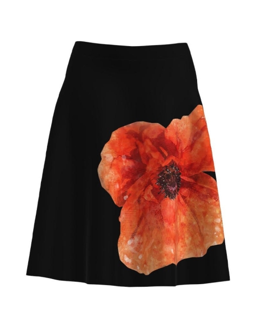 Fusta clos neagra imprimata cu model floral CMD3199