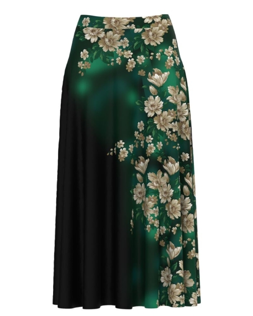 Fusta clos neagra imprimata cu model floral CMD4235