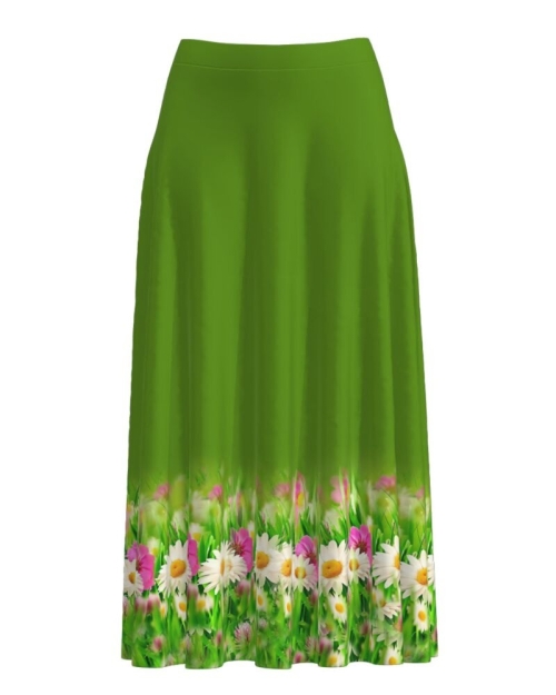 Fusta clos verde imprimata cu model floral CMD2661