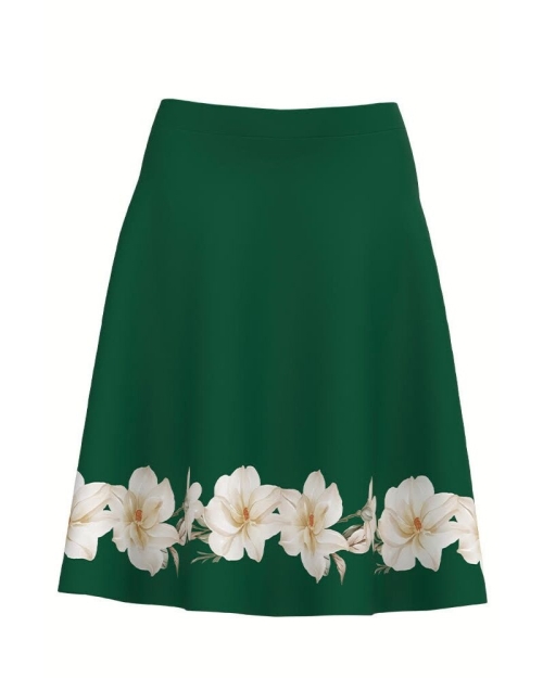 Fusta clos verde imprimata cu model floral CMD4086