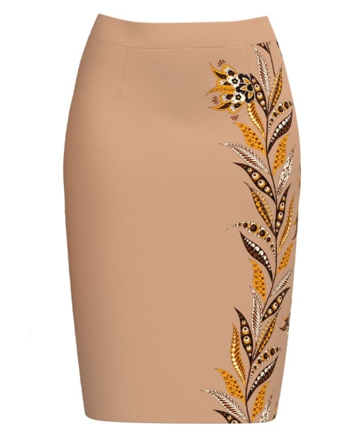 Fusta conica bej imprimata cu model floral CMD3950
