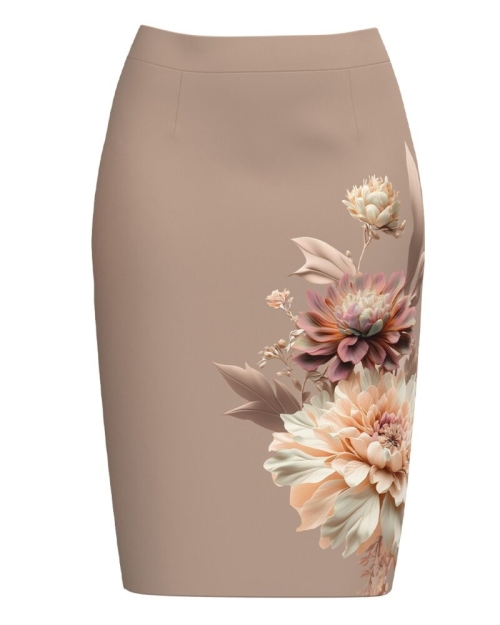 Fusta conica bej imprimata cu model floral