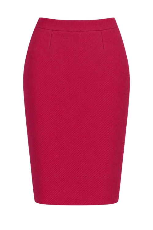Fusta conica fucsia din stofa groasa Noemi
