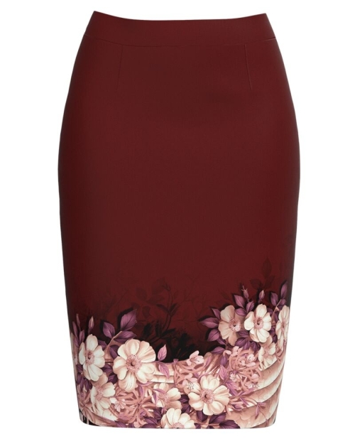 Fusta conica grena imprimata cu model floral CMD3701