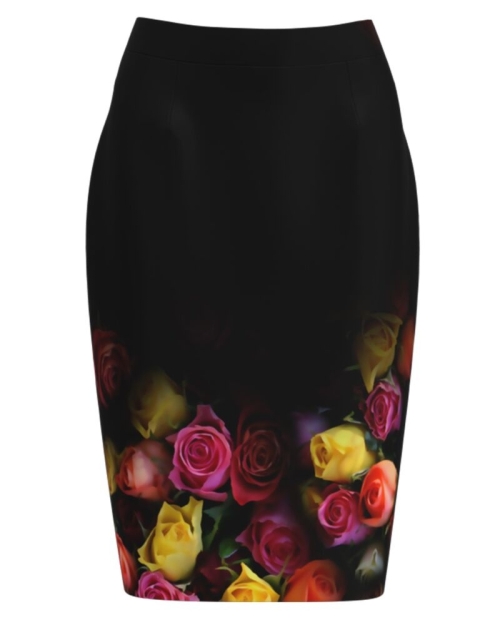 Fusta conica imprimata Trandafiri multicolori CMD4171