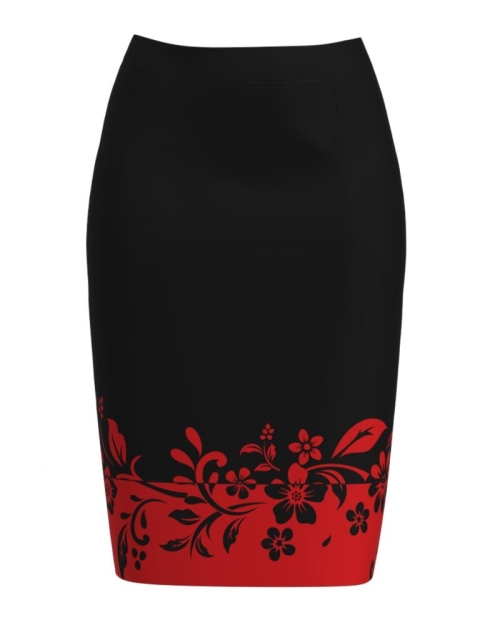 Fusta conica in doua culori imprimata cu model floral CMD2506