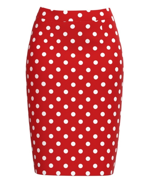 Fusta conica rosie imprimata cu model buline CMD1826