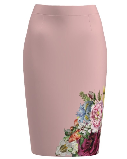 Fusta conica roz cu imprimeu floral CMD1353