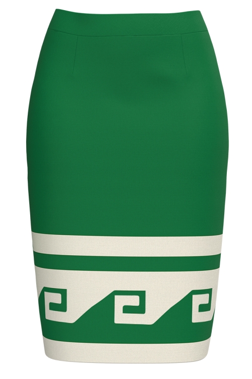 Fusta conica verde imprimata cu model Aztec