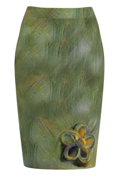 Fusta conica verde imprimata cu model Floral CMD1211 - Img 2