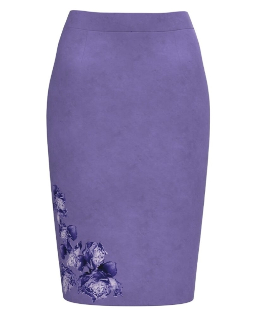 Fusta conica violet imprimata cu model floral CMD1761