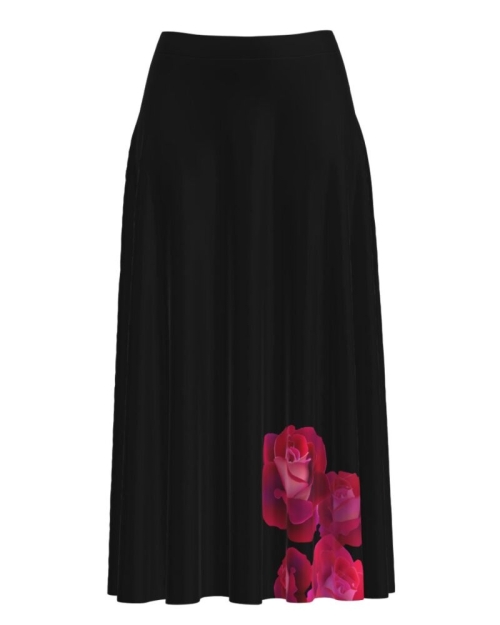 Fusta neagra lunga cu imprimeu Trandafiri CMD1678 - Img 1