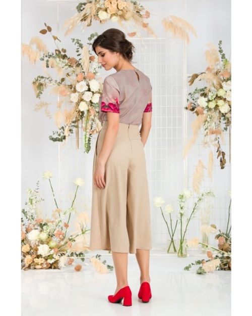 Fusta pantalon bej cu buzunare CMD1539 - Img 4