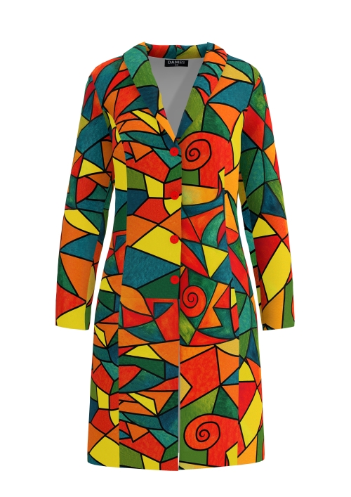 Pardesiu din stofa imprimat multicolor Picassela