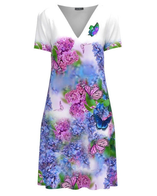 Rochie alba casual de vara imprimată cu model floral multicolor CMD2813 - Img 1