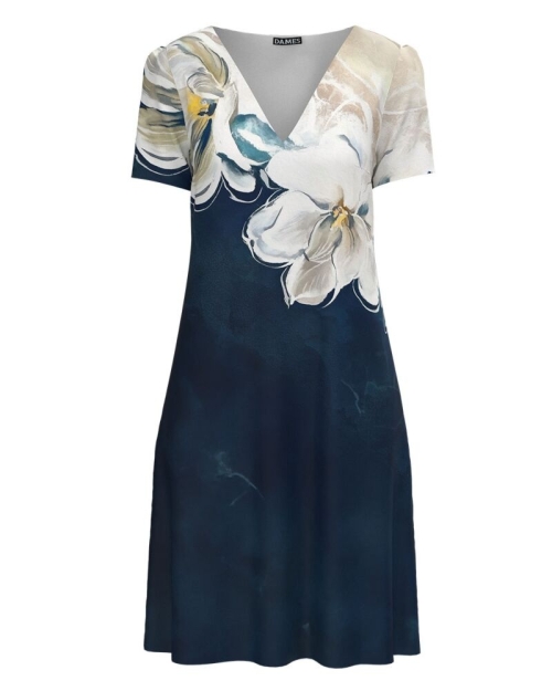 Rochie bleumarin casual lejera de vara imprimata floral SS24