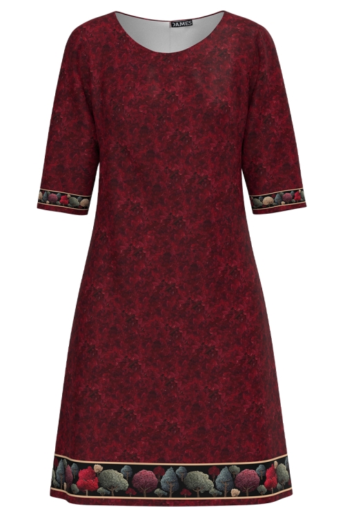 Rochie bordo casual imprimata Poveste de Toamna