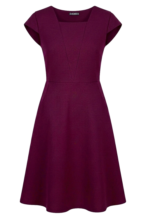 Rochie bordo clos eleganta cu buzunare