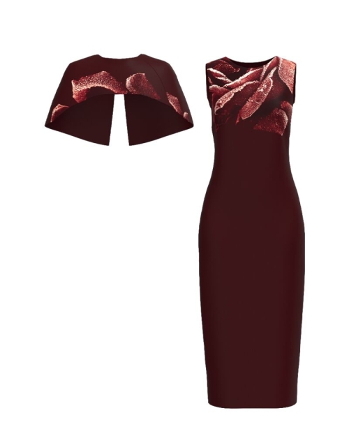 Rochie bordo lunga cu capa detasabila CMD4858 - Img 2