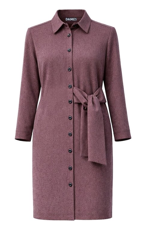 Rochie camasa bordo din stofa fina